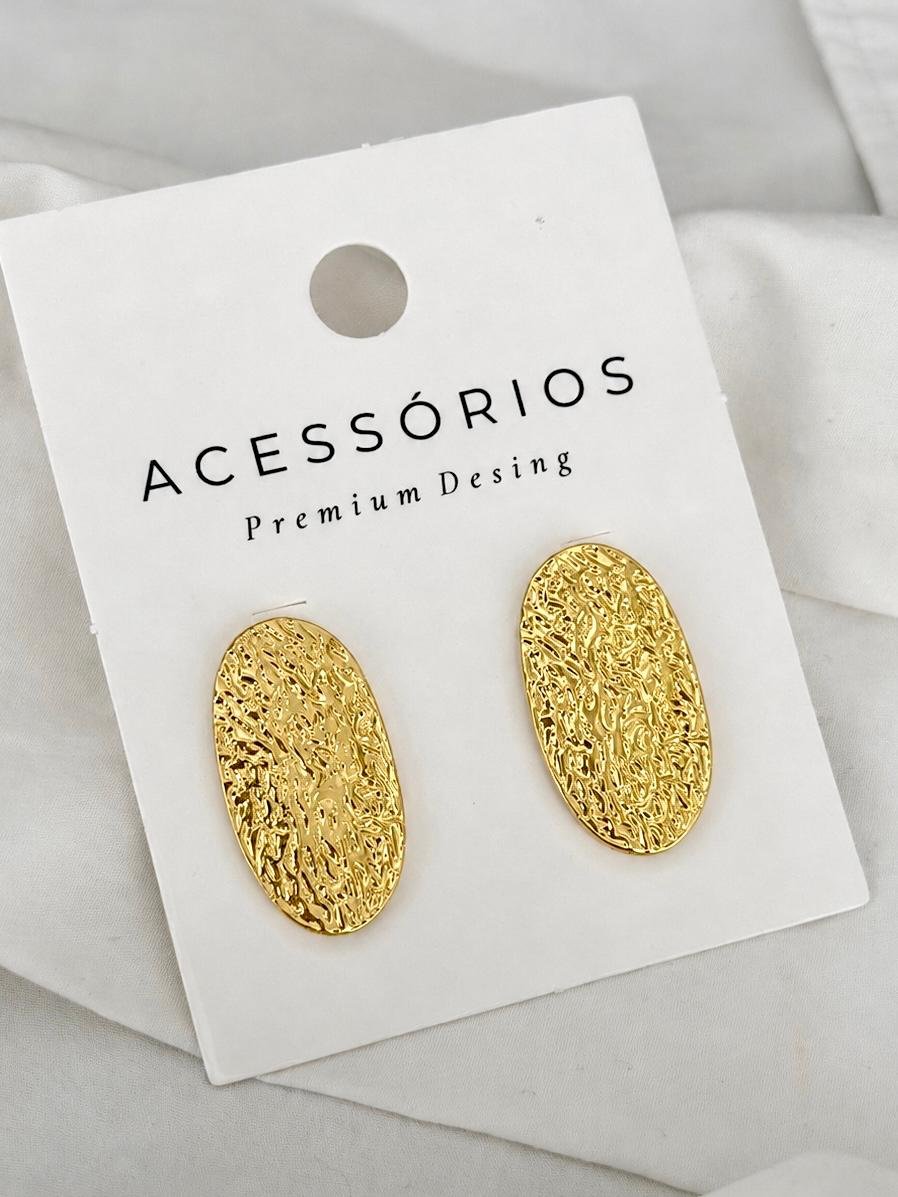 Brinco Folheado a Ouro 18K Detalhado