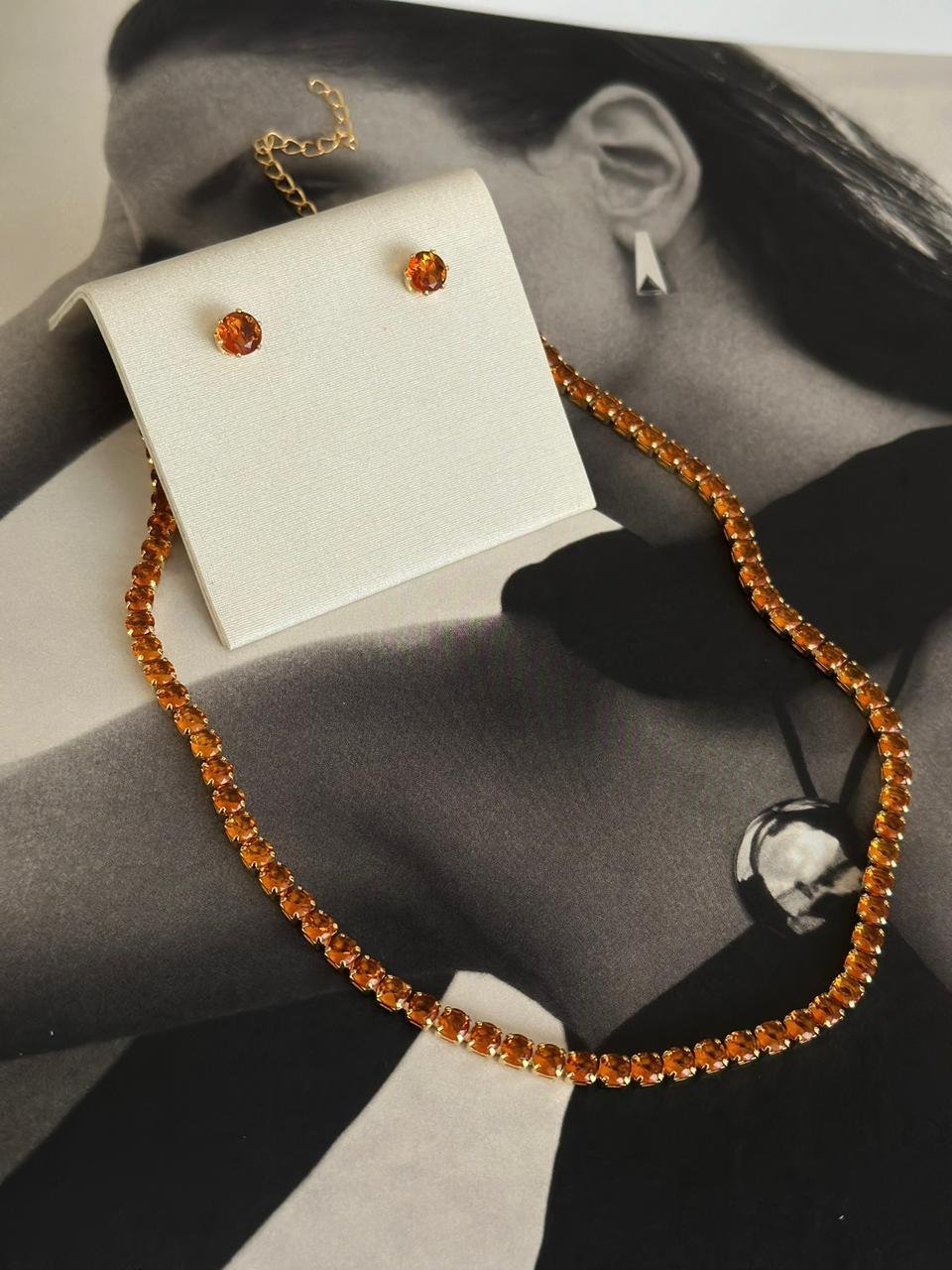 Brinco Folheado a Ouro18K Zircônia Laranja