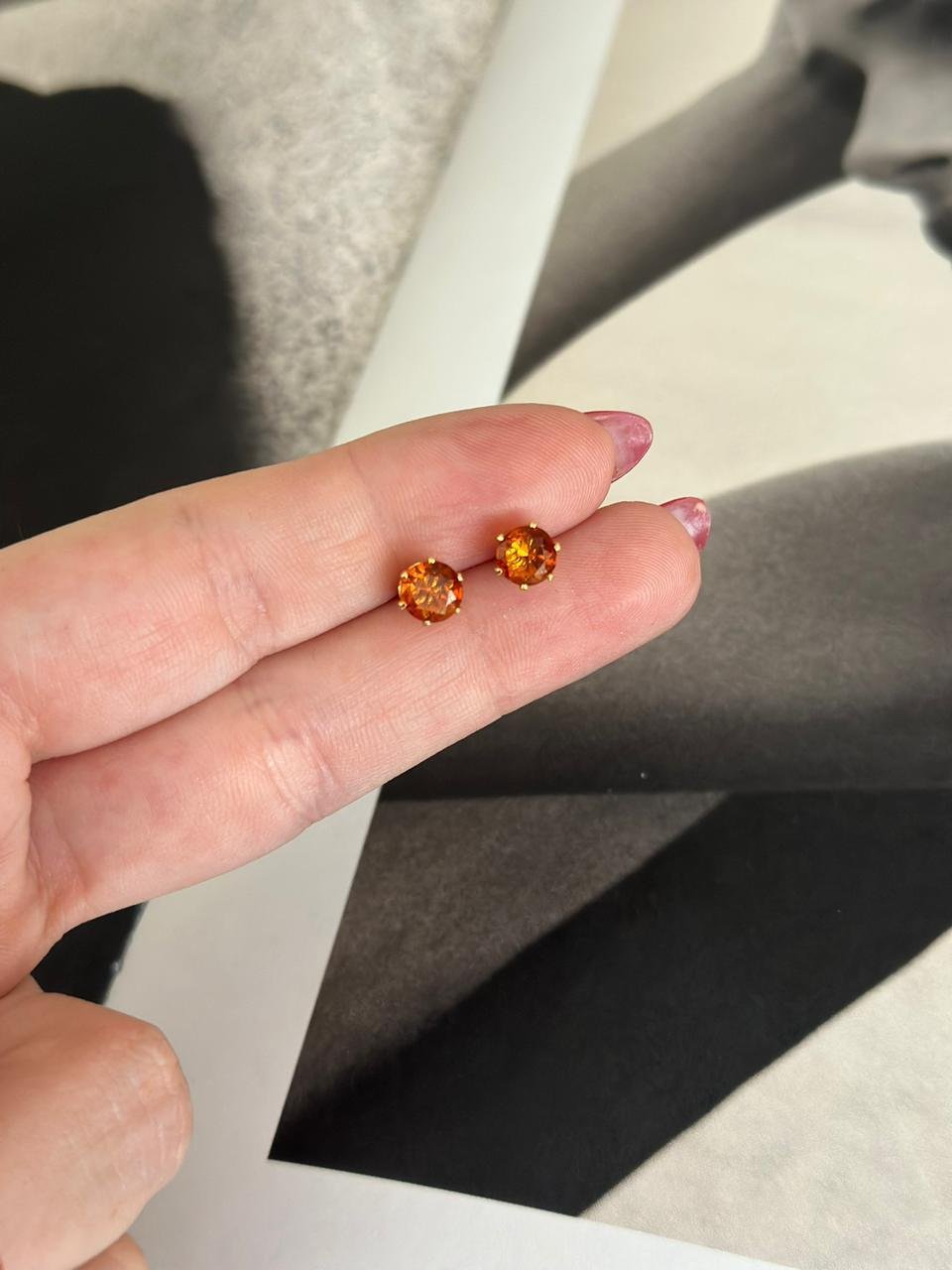 Brinco Folheado a Ouro18K Zircônia Laranja