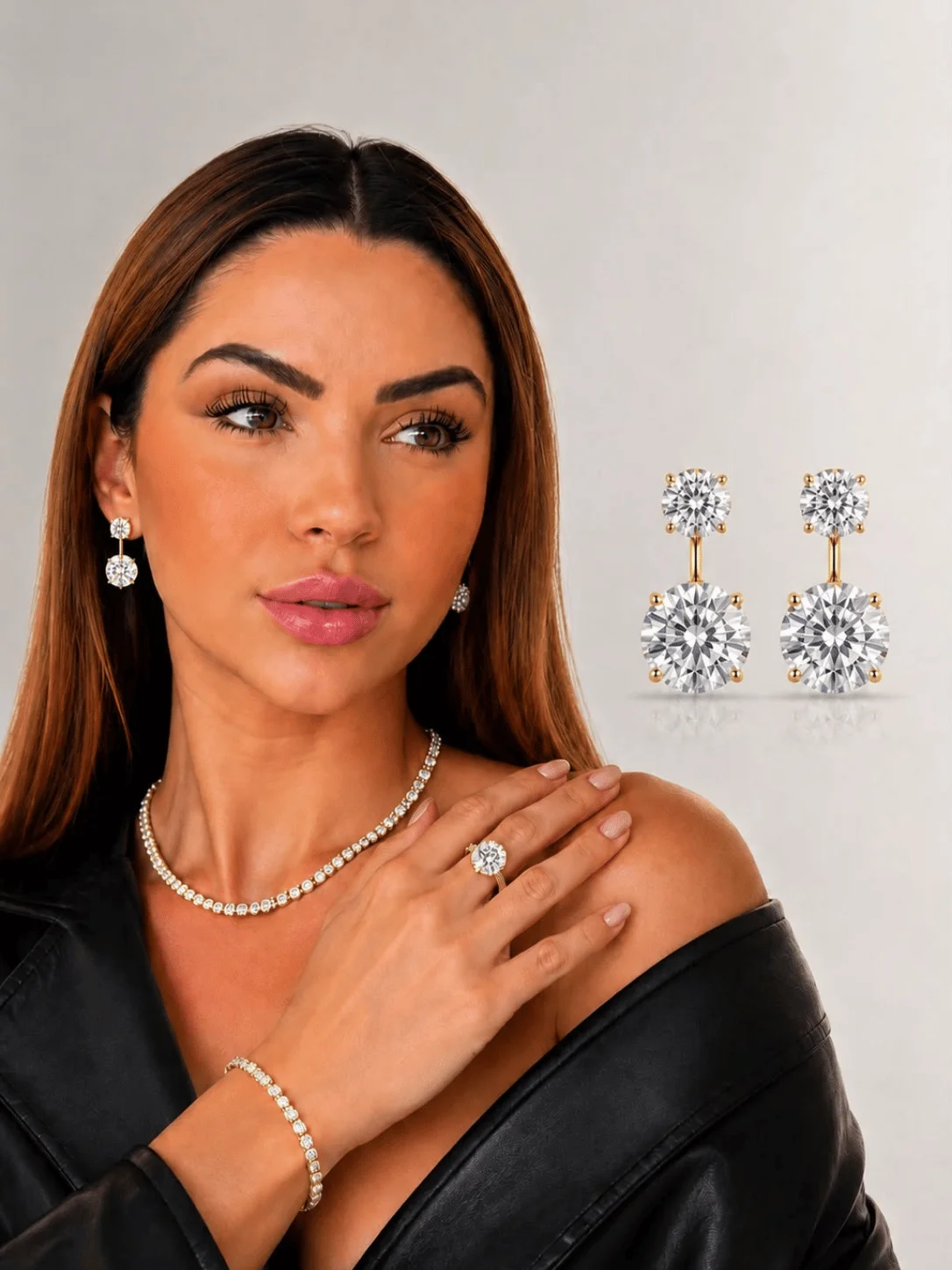 Brinco Virginia Ponto de Luz Cristal 10mm e 12mm Folheado a Ouro18K