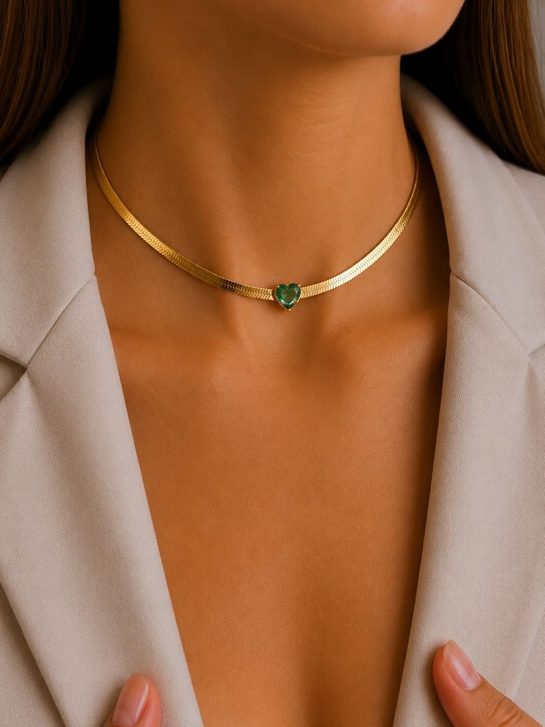 Choker Folheado Laminado Coração